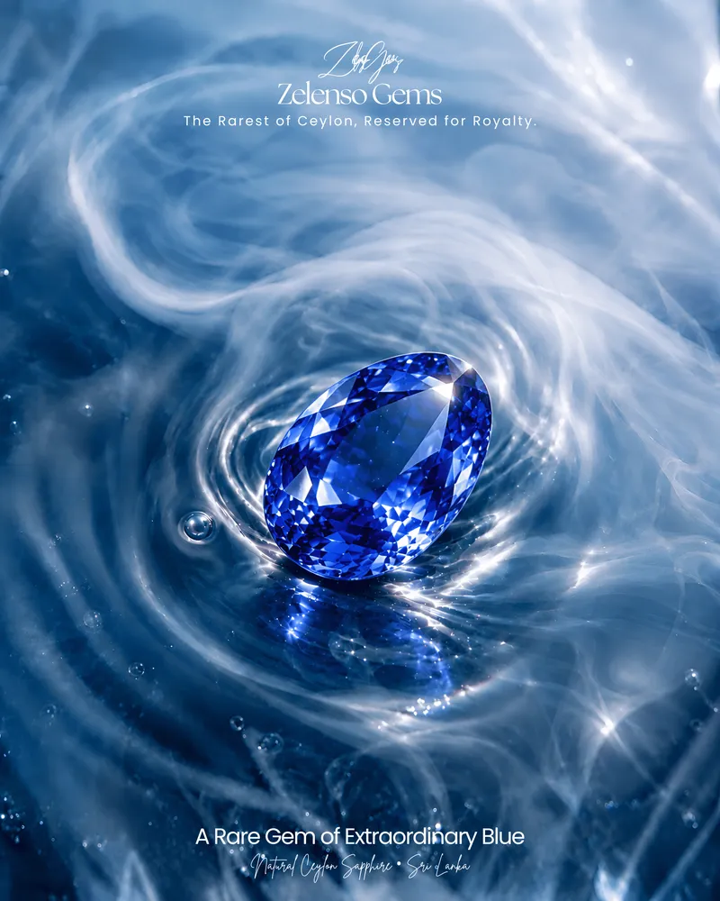 Pear-shaped natural Ceylon Blue Sapphire — Zelenso Gems