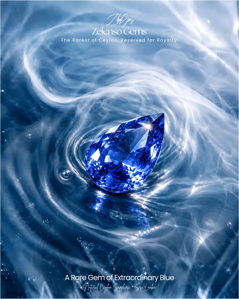 Teardrop-cut Ceylon Blue Sapphire gemstone — Zelenso Gems