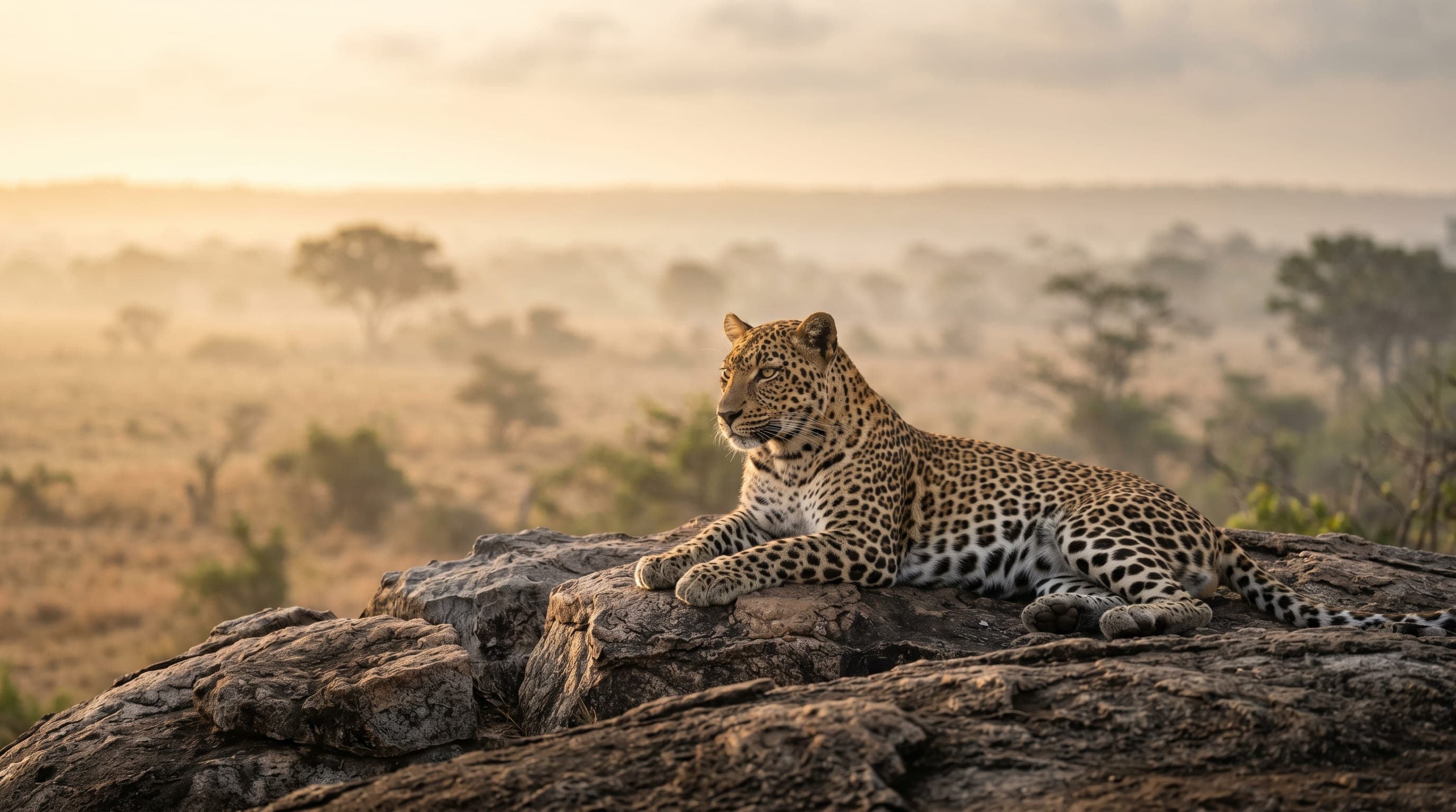 Magnificent Sri Lankan leopard resting in the brush at Yala National Park.
