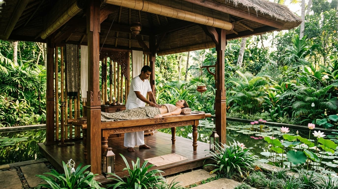 Authentic Ayurvedic wellness sanctuary in Sri Lanka amidst tropical greenery