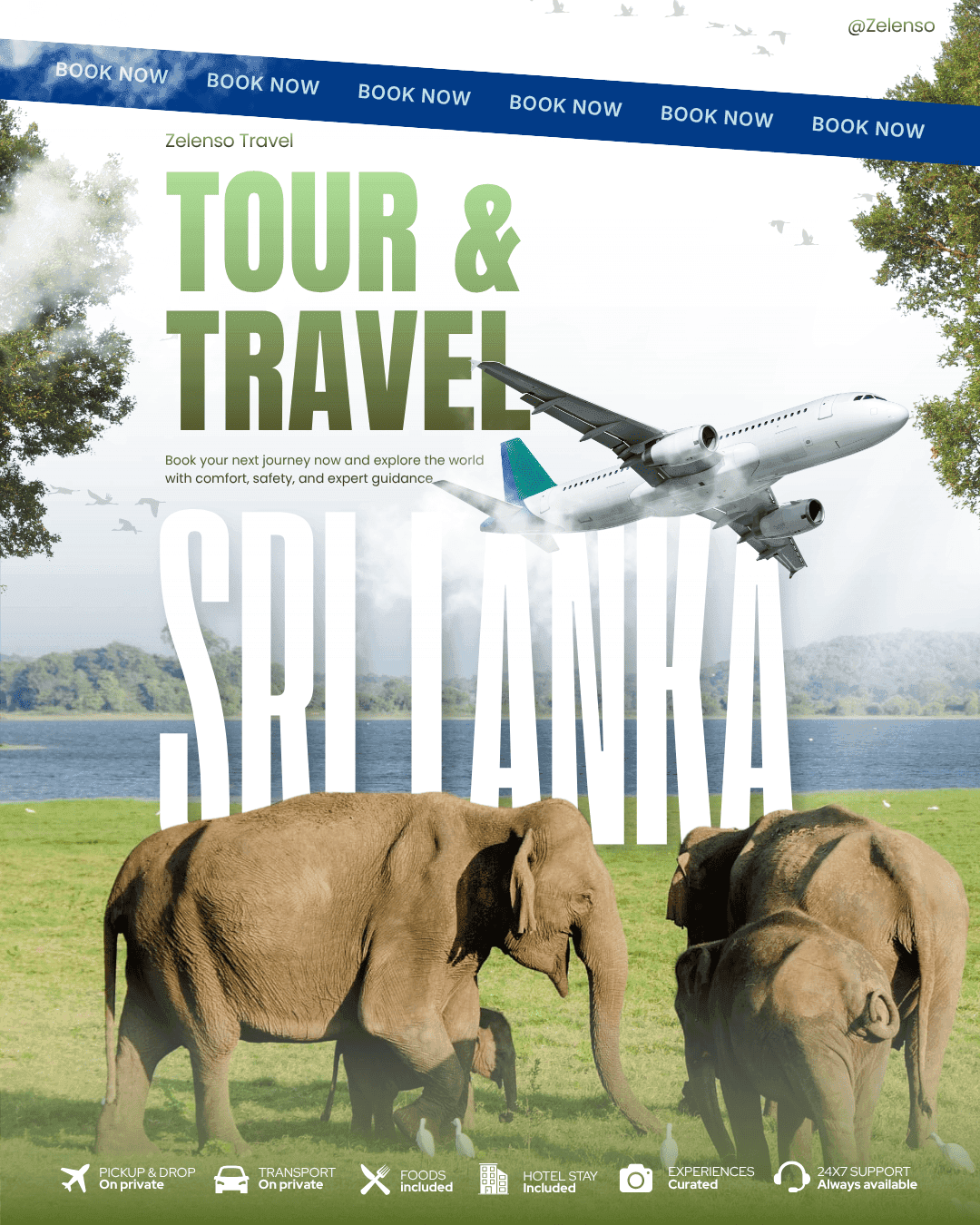 Zelenso Travel Tour and Travel Sri Lanka social media campaign post design