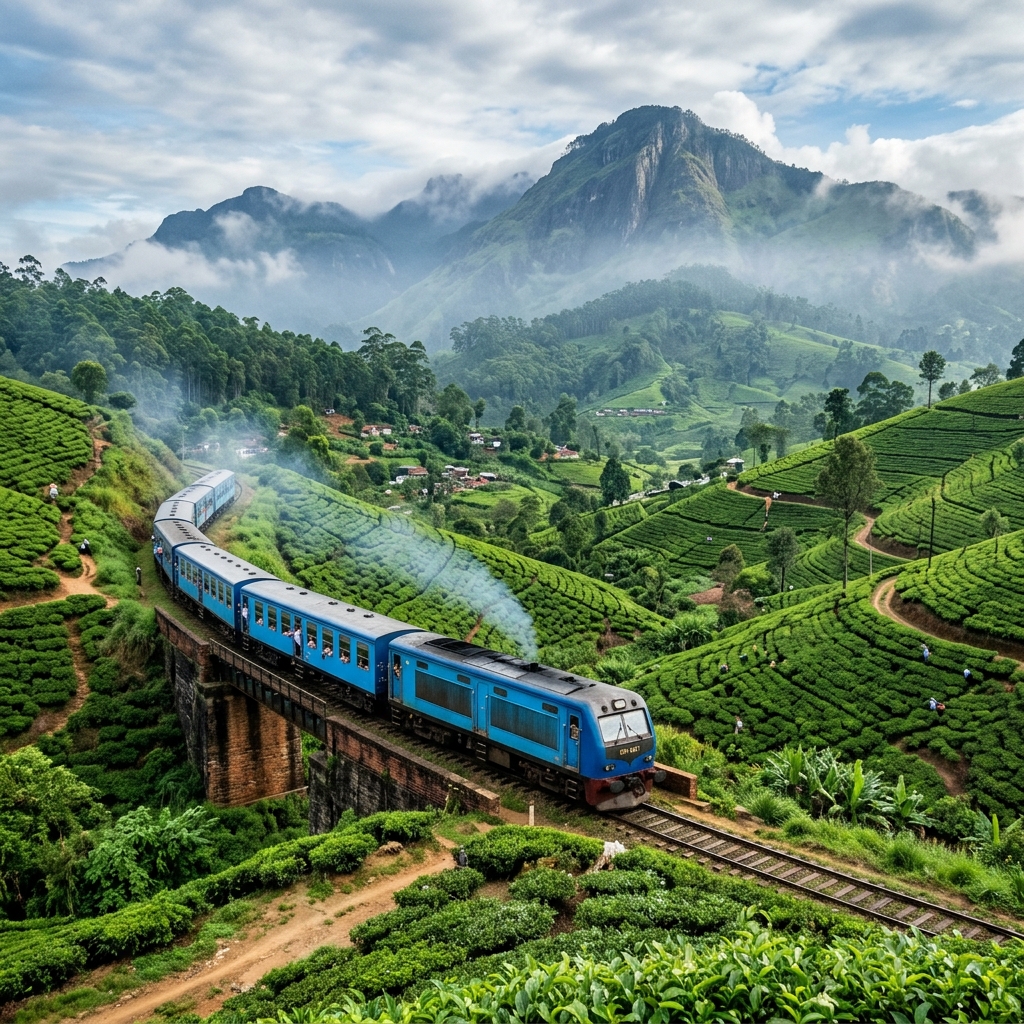 Scenic Kandy to Ella train journey through tea plantations